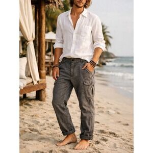 Jeremiah Sz 36 Gray Cotton Blend Raw Hem Cargo Pants Nomadic Boho Granola